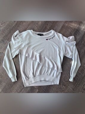 Star Scene LA Light Grey Ruffle Girl Power Sweatshirt -Small